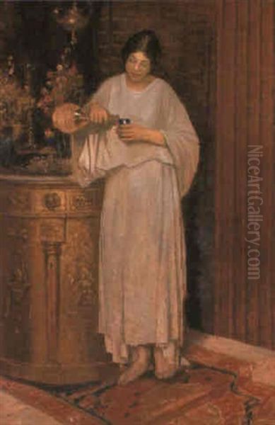 An Evening Drink Oil Painting by Valdemar Irminger