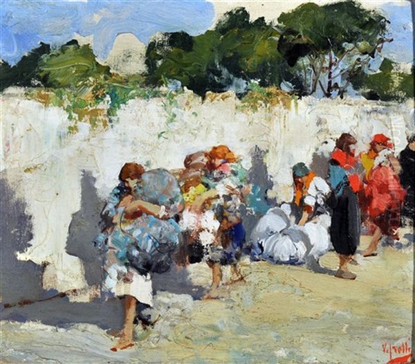 Le Lavandaie Oil Painting by Irolli Vincenzo