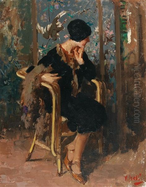 In Front Of A Screen Oil Painting by Irolli Vincenzo