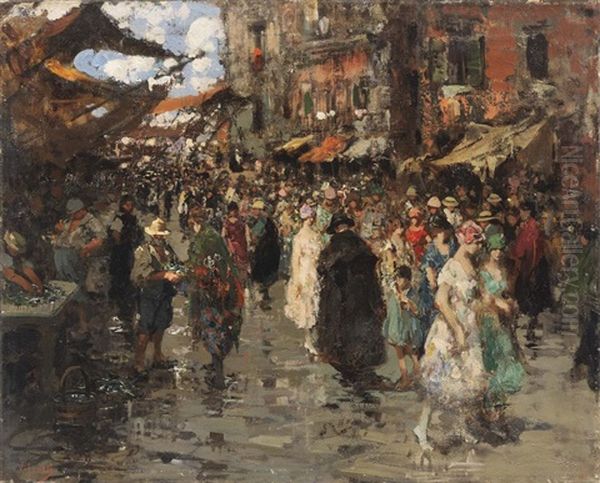 Il Mercato Oil Painting by Irolli Vincenzo
