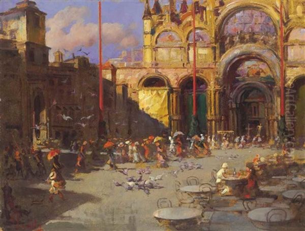 Piazza San Marco, Venice Oil Painting by Irolli Vincenzo