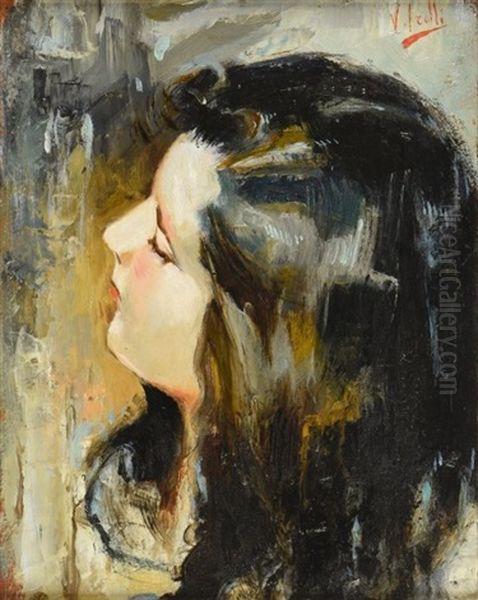 Jeune Femme De Profil Vers La Droite Oil Painting by Irolli Vincenzo