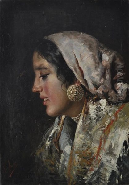 Profilo Di Giovane Popolana Oil Painting by Irolli Vincenzo