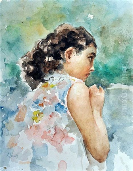 Profilo Femminile Oil Painting by Irolli Vincenzo