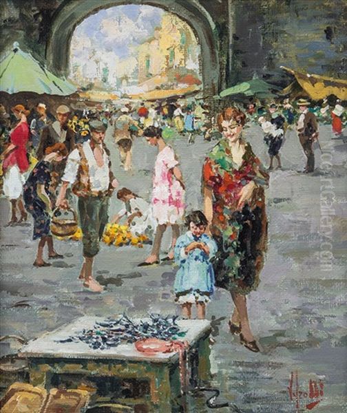 Mercatino Partenopeo Oil Painting by Irolli Vincenzo