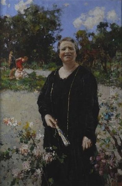 Ritratto Di Signora Nel Paesaggio Oil Painting by Irolli Vincenzo