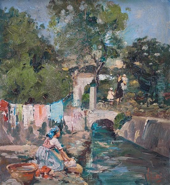 Lavandaia Oil Painting by Irolli Vincenzo