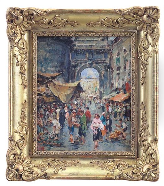 Mercatino Partenopeo Oil Painting by Irolli Vincenzo