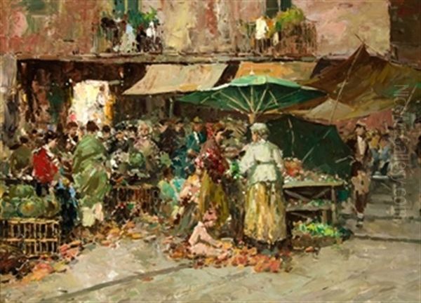 Mercado Oil Painting by Irolli Vincenzo