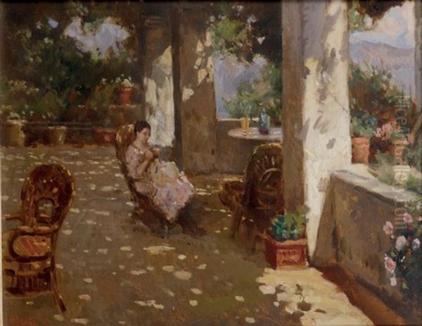 La Terrasse Oil Painting by Irolli Vincenzo