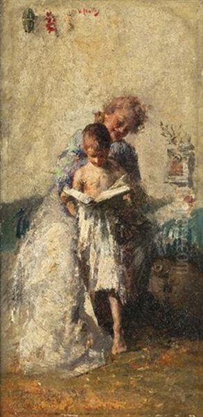 La Lezione Di Lettura Oil Painting by Irolli Vincenzo