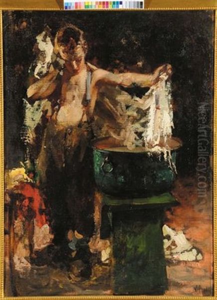 Scugnizzo Con Tinozza Oil Painting by Irolli Vincenzo