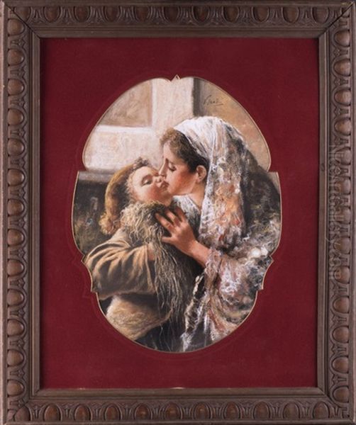 Italienische Mutter, Ihr Kind Kussend Oil Painting by Irolli Vincenzo