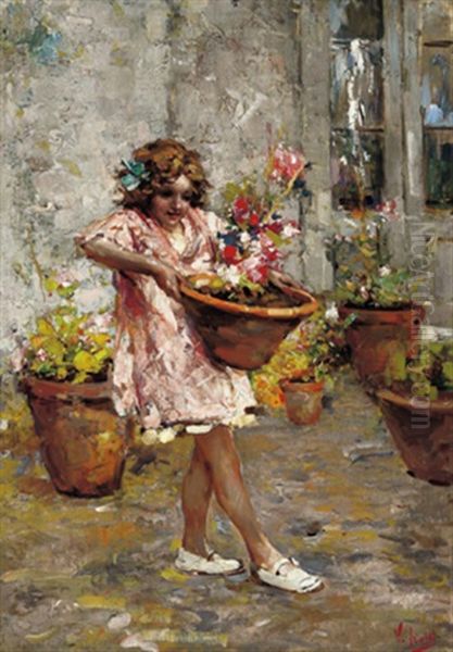 Ein Schwerer Blumentopf Oil Painting by Irolli Vincenzo