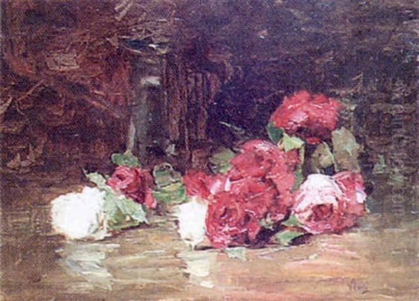 Still Life Of Roses Oil Painting by Irolli Vincenzo