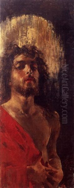 Jeune Homme A La Tunique Rouge Oil Painting by Irolli Vincenzo