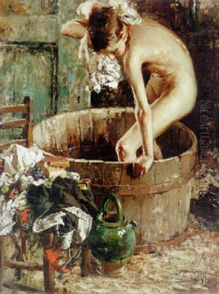 Bathing Oil Painting by Irolli Vincenzo