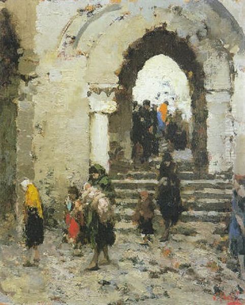 Uscita Dalla Chiesa Oil Painting by Irolli Vincenzo