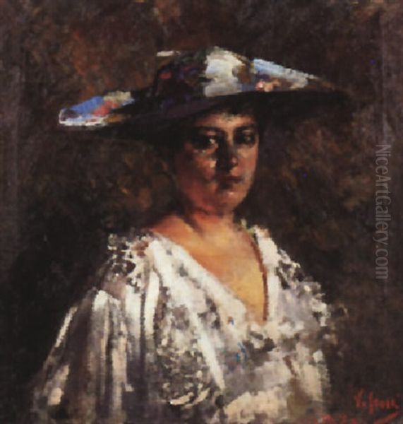 Vemme Au Grand Chapeau Oil Painting by Irolli Vincenzo