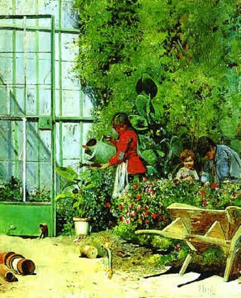 Sommertag Im Blumengarten Oil Painting by Irolli Vincenzo