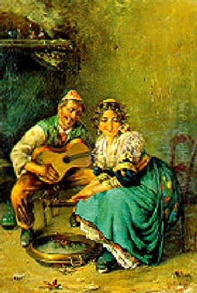 Scena Galante Oil Painting by Irolli Vincenzo