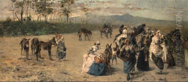 In Partenza Per Montevergine Oil Painting by Irolli Vincenzo