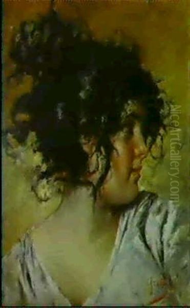 Giovane Napoletana Oil Painting by Irolli Vincenzo