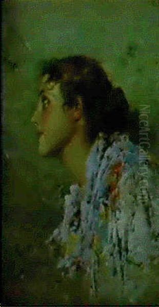 A Portrait Of A Girl Oil Painting by Irolli Vincenzo