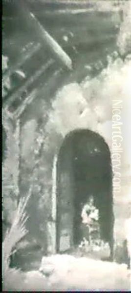 Nursing Mother In Doorway Oil Painting by Irolli Vincenzo