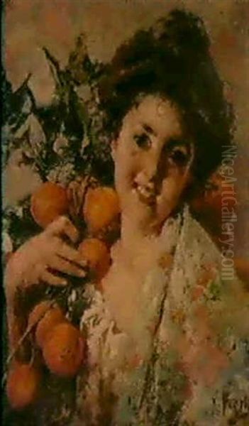 Ragazza Con Arance Oil Painting by Irolli Vincenzo
