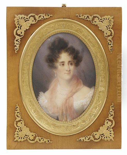 Portrait De Alexandrine-sophie-laure Roy, Marquise De Talhouet (1799-1854) Oil Painting by Jean-Baptiste Isabey