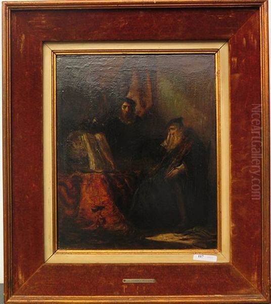 La Visite Au Savant Oil Painting by Louis-Gabriel-Eugene Isabey