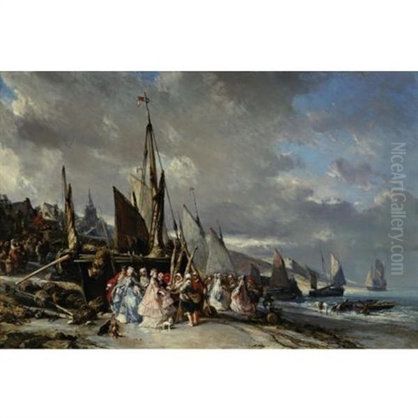 Scene De Port Oil Painting by Louis-Gabriel-Eugene Isabey