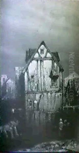 Village Scene Oil Painting by Louis-Gabriel-Eugene Isabey