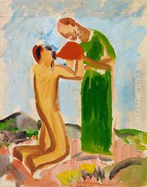 Den Barmhjertige Samaritaner Oil Painting by Karl Isakson