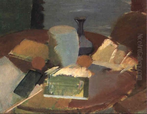 Opstilling Med Vaser, Appelsiner Og B+ger Oil Painting by Karl Isakson