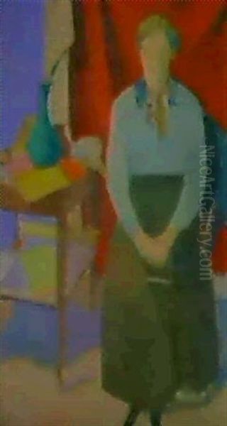 Siddende Kvinde Oil Painting by Karl Isakson