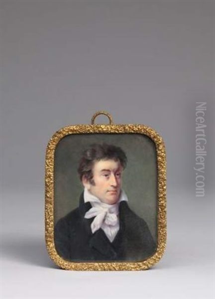 Portrait D'un Homme En Buste A La Redingote Noire Oil Painting by Camille Cornelie Isbert