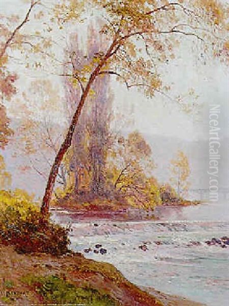 La Cascade Ou Les Bords Du Doubs Oil Painting by Marie-Victor-Emile Isenbart