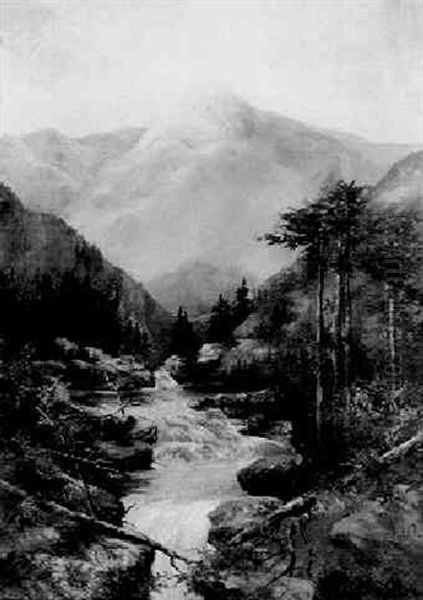 Mountain Stream Oil Painting by Kazukuni Wakun Ishibashi