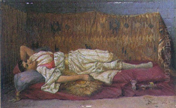 Young Girl Reclining Oil Painting by Daniel Israel