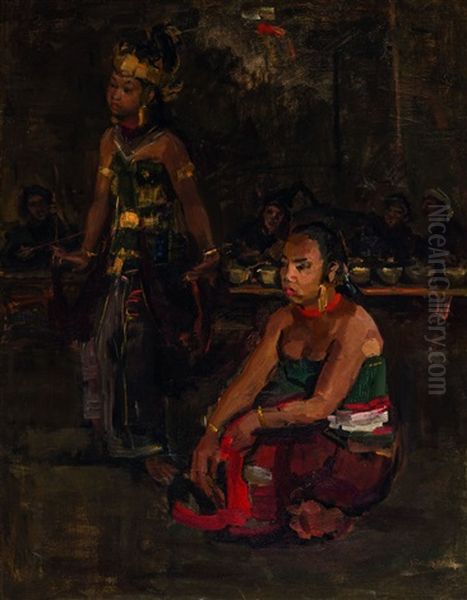 Two Javanese Dancers Oil Painting by Isaac Lazarus Israels