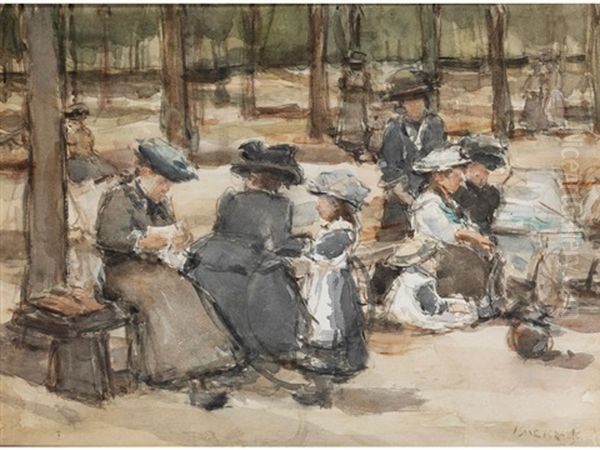 Gouvernanten Und Kinder Im Park (bois De Boulogne) Oil Painting by Isaac Lazarus Israels