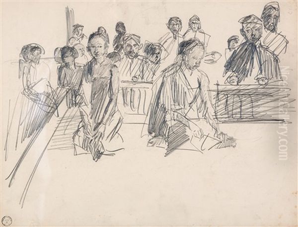 Gamelan Players, A Study Oil Painting by Isaac Lazarus Israels