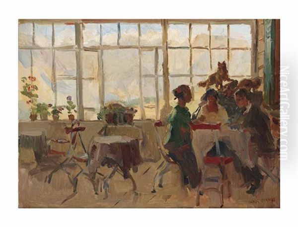 Dinner In A Pension In Pontresina, Switzerland Oil Painting by Isaac Lazarus Israels
