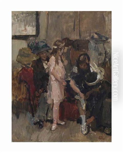 In The Dressing Room Of The Ballet School, London Oil Painting by Isaac Lazarus Israels