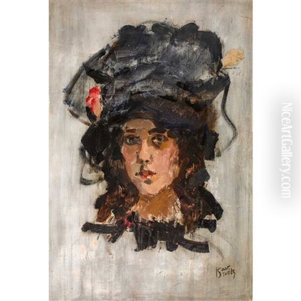 Jung Woman With Hat Oil Painting by Isaac Lazarus Israels