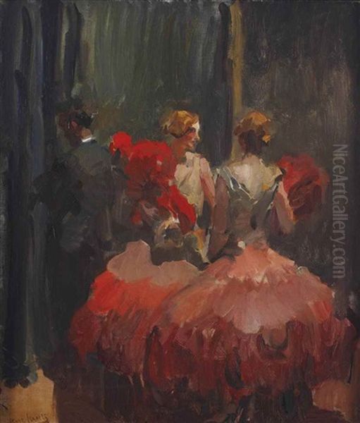 Revue Girls At The Scala Theater, The Hague Oil Painting by Isaac Lazarus Israels