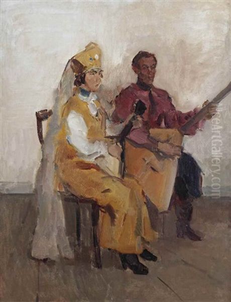 Balaleika Players Oil Painting by Isaac Lazarus Israels