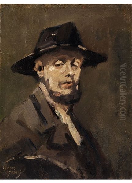 Selbstportrait Mit Hut Oil Painting by Isaac Lazarus Israels